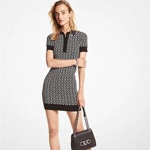 Michael Kors Black Logo Jacquard Dress